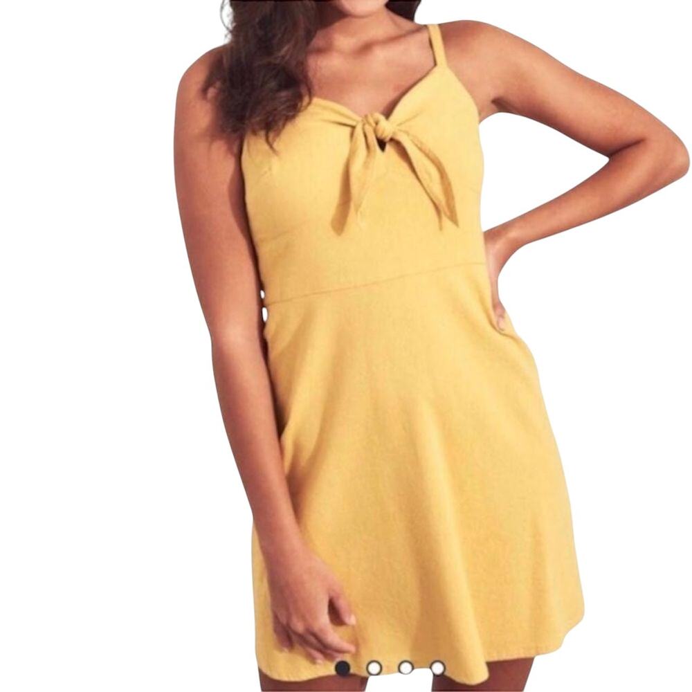 Hollister Mustard Yellow Front Tie Sundress Size Small